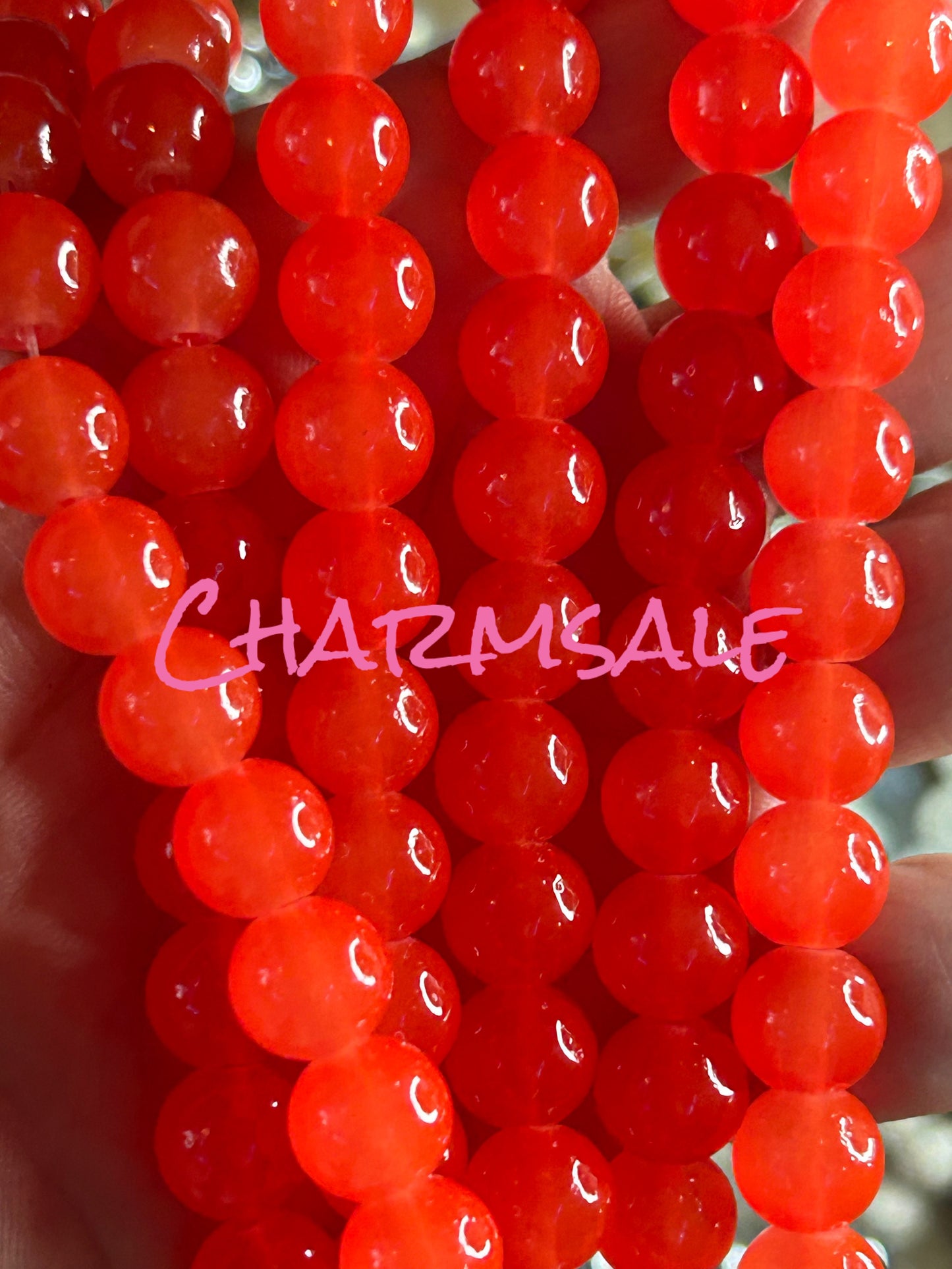 Orange glass beads