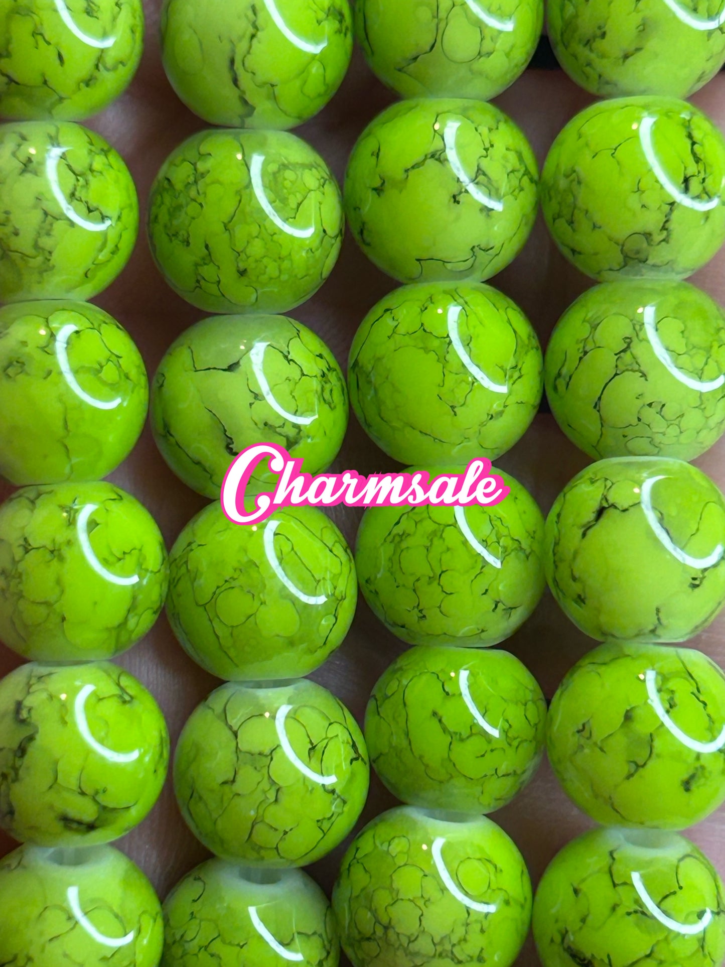 Lime green marble glass beads