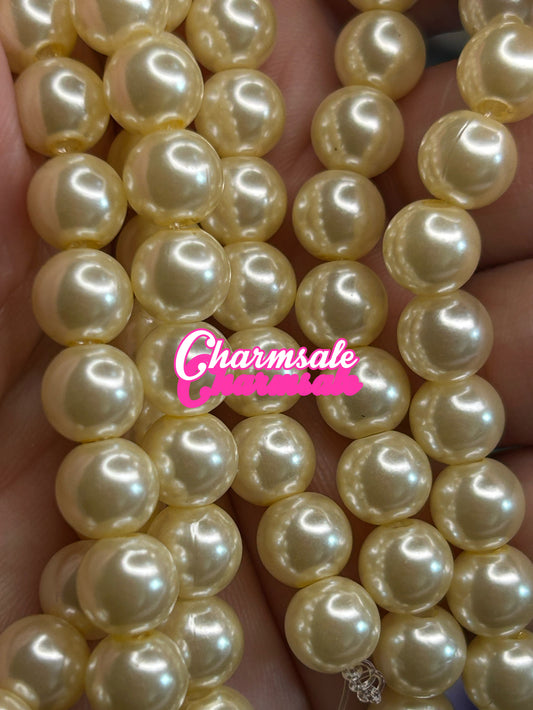 8mm 50bps White pearl glass beads