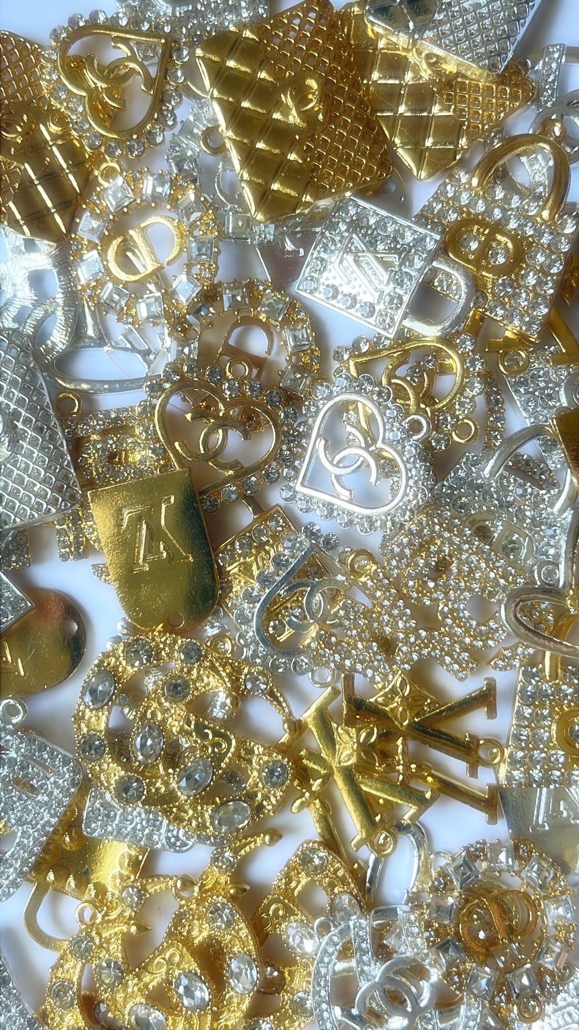 Silver and gold bling bracelet charms 1pcs (random mixed)