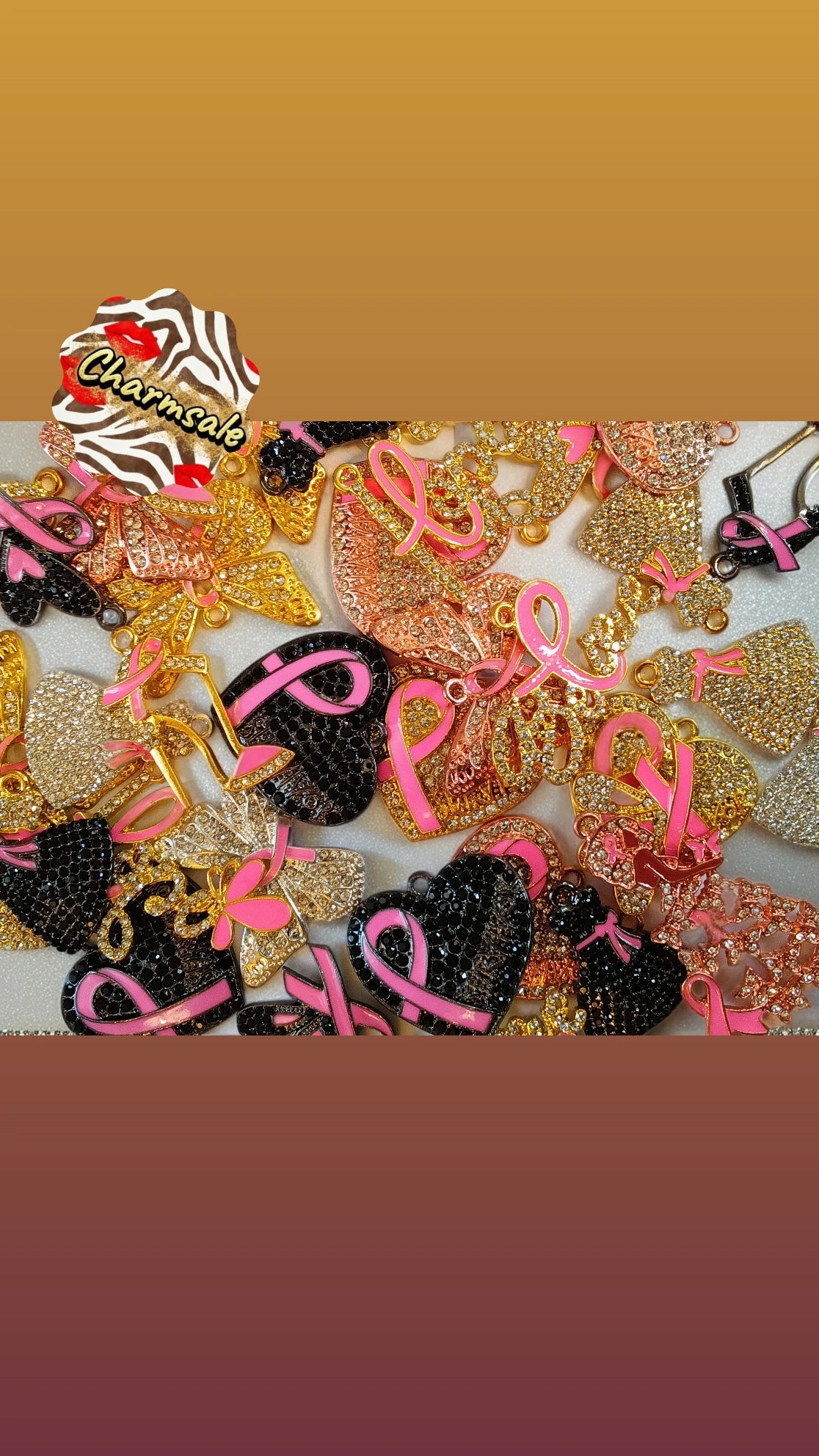 Breast cancer bracelet charms 10 piece (random mixed)
