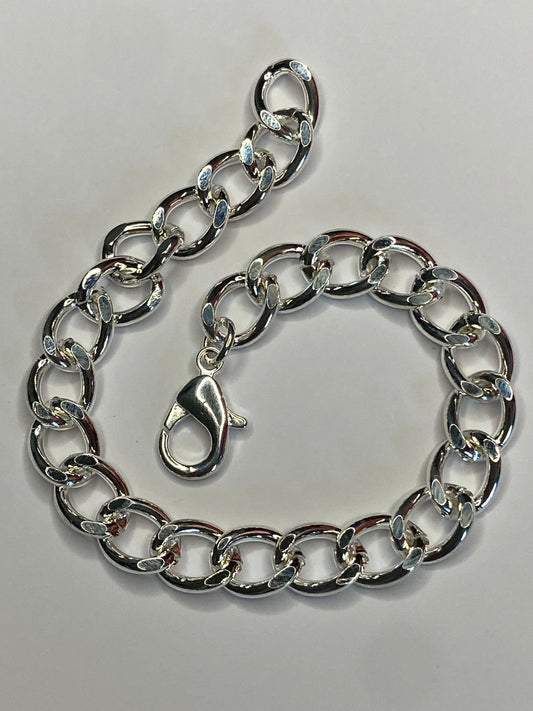 Cuban link silver adult bracelet