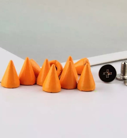 Orange screw back spikes
